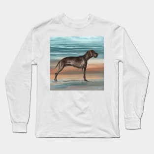 Painting of an Impressive Brown Great Dane on the Beach Long Sleeve T-Shirt